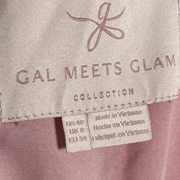 Gal Meets Glam Finely Polka Dot Tiered Midi Pink Dress Women's 4 Petite - Picture 12 of 16